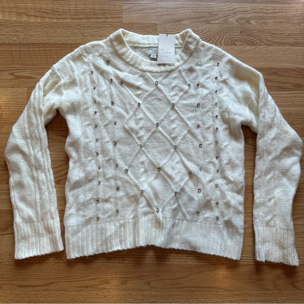 A New Day rhinestone embellished pullover sweater